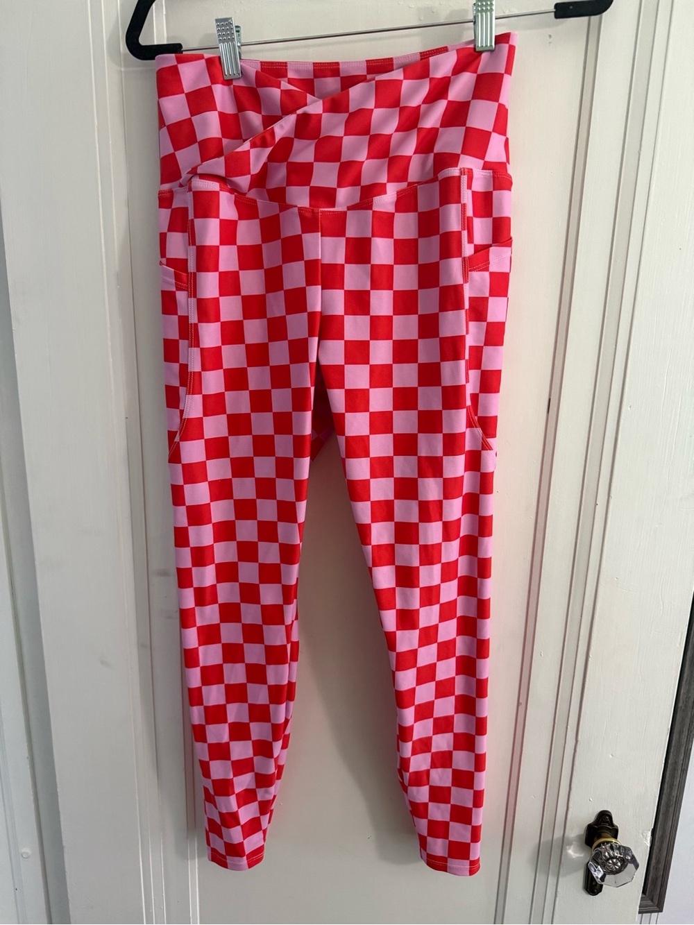 Checkerboard Pink & Red Leggings